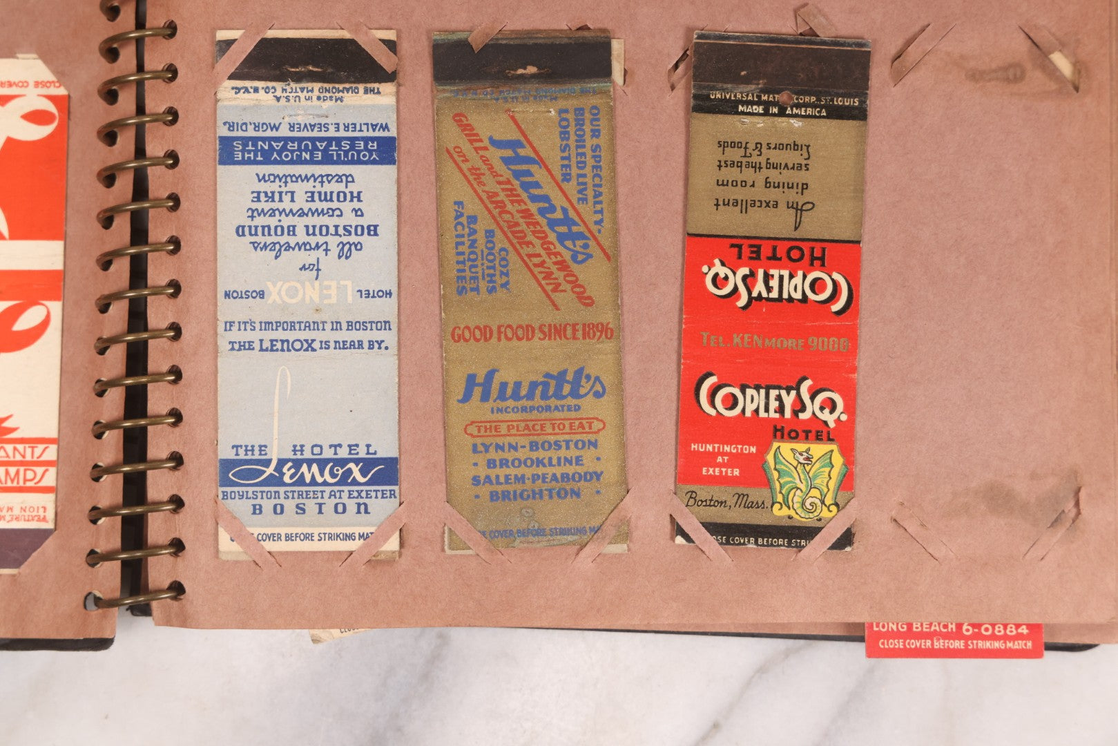 Lot 009 - Vintage Matchbook Cover Collection In "Twin Slit" Album With 100+ Match Book Covers Including Cocoanut Grove Nightclub, Location Of Deadly Fire In Boston, Red Devil Restaurant, New York, Many Others Clubs And Restaurants, Pinups, And More