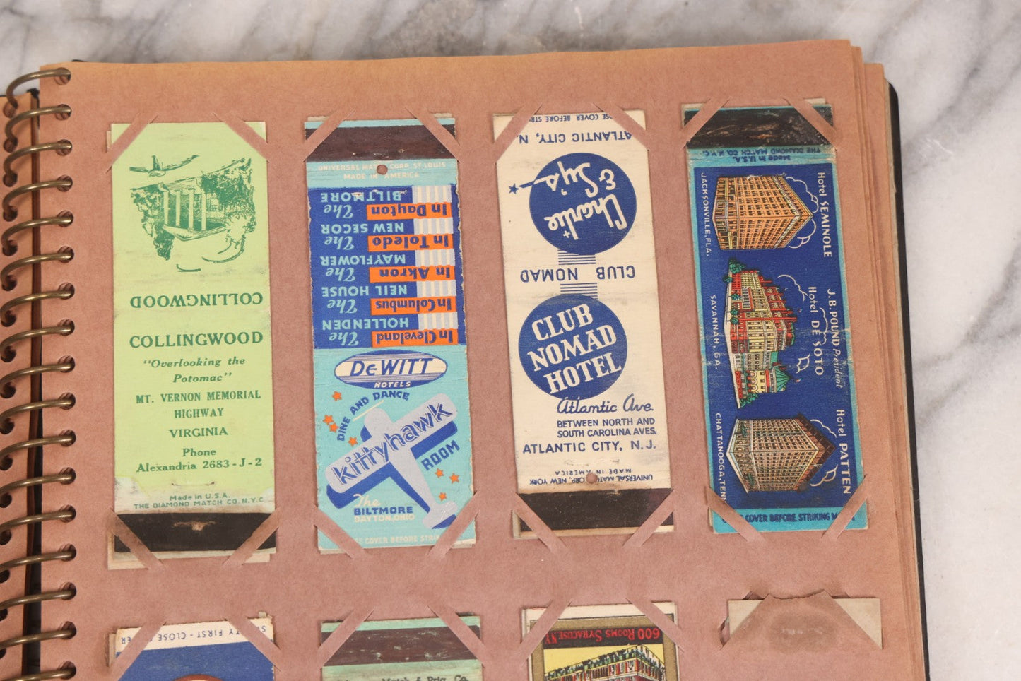 Lot 009 - Vintage Matchbook Cover Collection In "Twin Slit" Album With 100+ Match Book Covers Including Cocoanut Grove Nightclub, Location Of Deadly Fire In Boston, Red Devil Restaurant, New York, Many Others Clubs And Restaurants, Pinups, And More