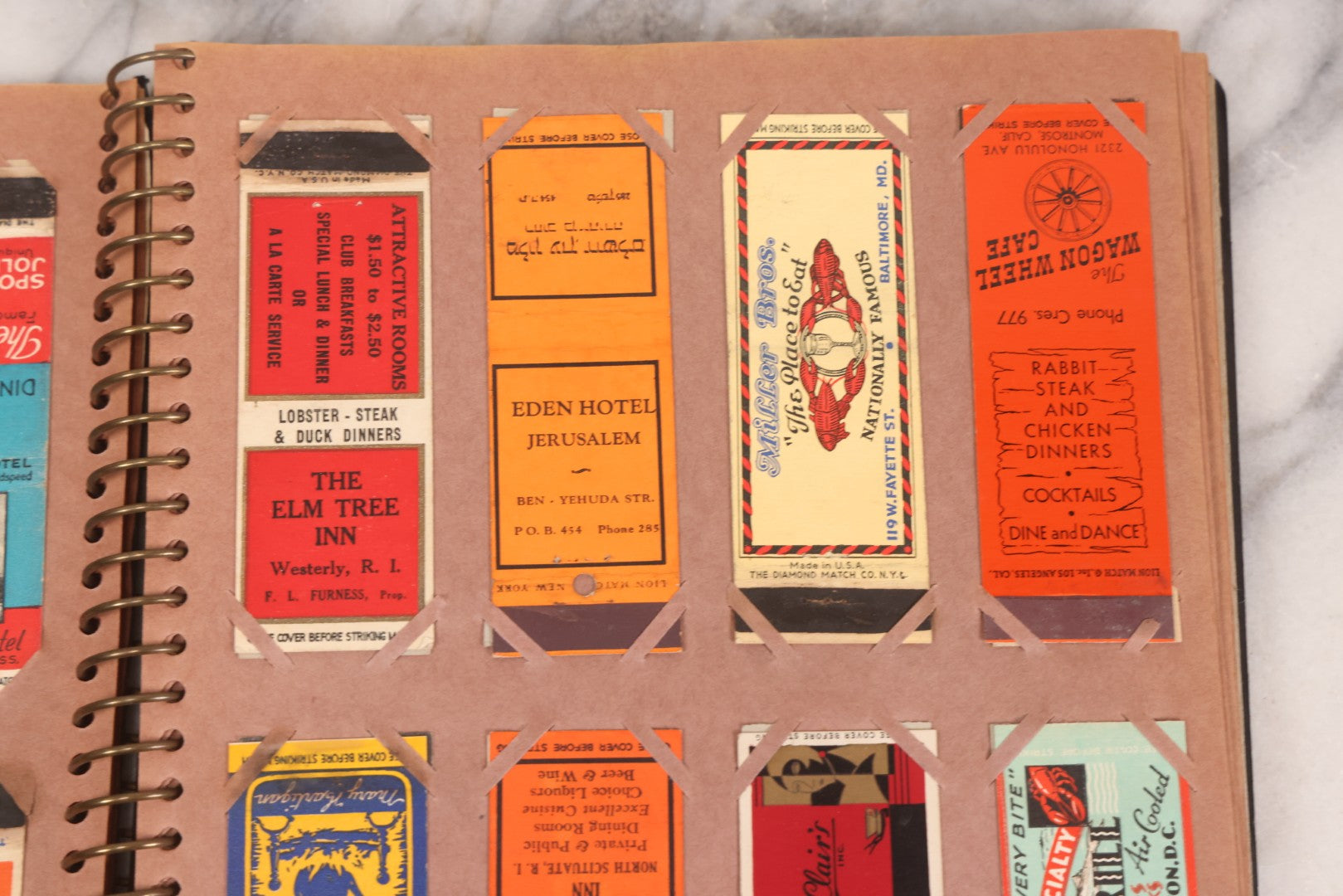 Lot 009 - Vintage Matchbook Cover Collection In "Twin Slit" Album With 100+ Match Book Covers Including Cocoanut Grove Nightclub, Location Of Deadly Fire In Boston, Red Devil Restaurant, New York, Many Others Clubs And Restaurants, Pinups, And More
