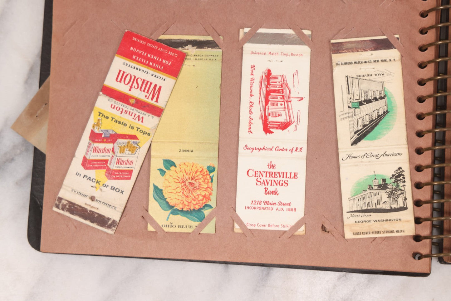 Lot 009 - Vintage Matchbook Cover Collection In "Twin Slit" Album With 100+ Match Book Covers Including Cocoanut Grove Nightclub, Location Of Deadly Fire In Boston, Red Devil Restaurant, New York, Many Others Clubs And Restaurants, Pinups, And More