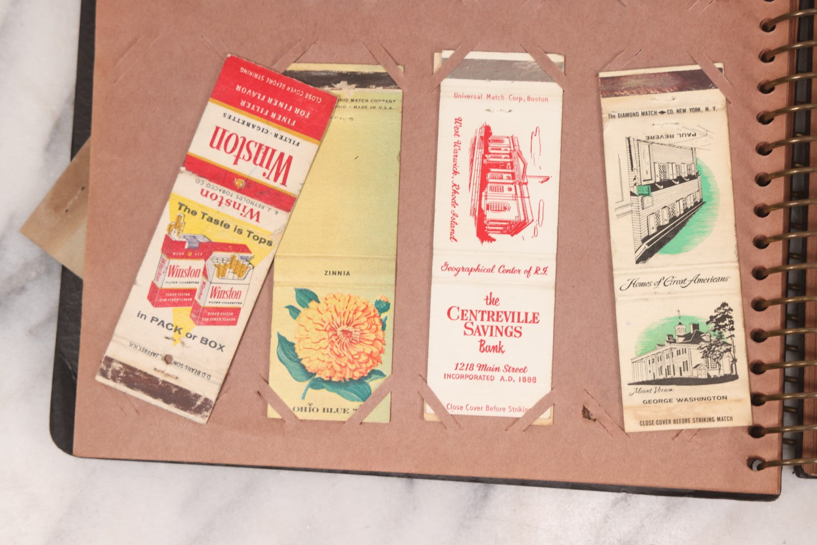 Lot 009 - Vintage Matchbook Cover Collection In "Twin Slit" Album With 100+ Match Book Covers Including Cocoanut Grove Nightclub, Location Of Deadly Fire In Boston, Red Devil Restaurant, New York, Many Others Clubs And Restaurants, Pinups, And More