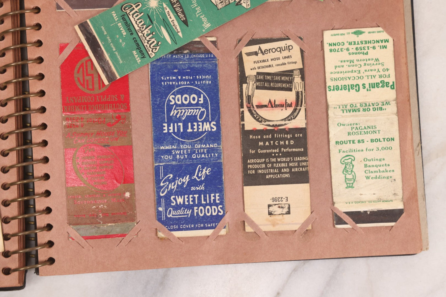 Lot 009 - Vintage Matchbook Cover Collection In "Twin Slit" Album With 100+ Match Book Covers Including Cocoanut Grove Nightclub, Location Of Deadly Fire In Boston, Red Devil Restaurant, New York, Many Others Clubs And Restaurants, Pinups, And More