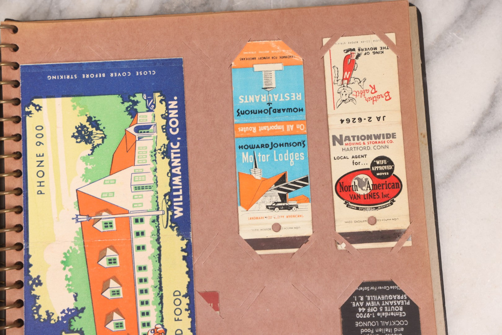 Lot 009 - Vintage Matchbook Cover Collection In "Twin Slit" Album With 100+ Match Book Covers Including Cocoanut Grove Nightclub, Location Of Deadly Fire In Boston, Red Devil Restaurant, New York, Many Others Clubs And Restaurants, Pinups, And More