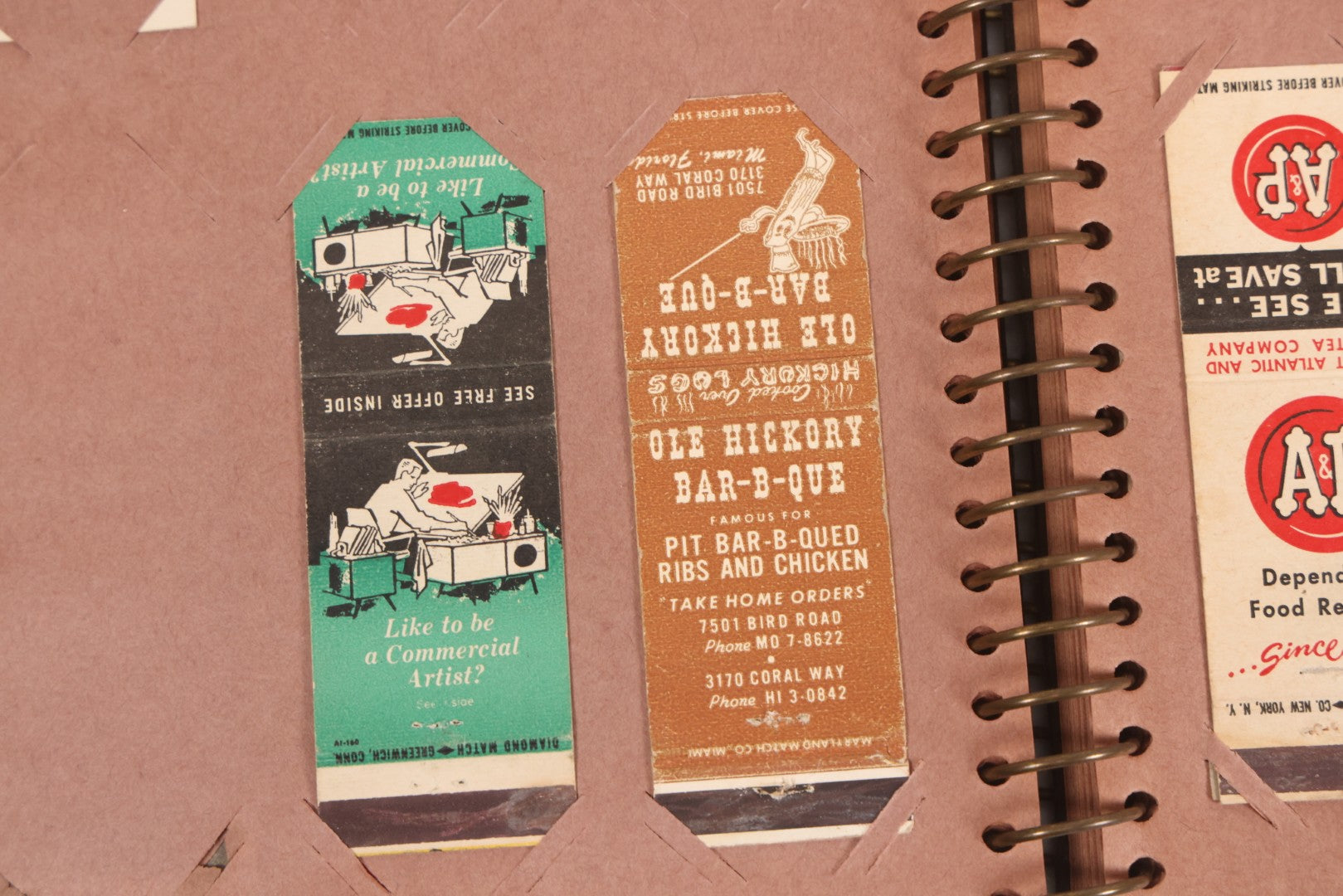 Lot 009 - Vintage Matchbook Cover Collection In "Twin Slit" Album With 100+ Match Book Covers Including Cocoanut Grove Nightclub, Location Of Deadly Fire In Boston, Red Devil Restaurant, New York, Many Others Clubs And Restaurants, Pinups, And More