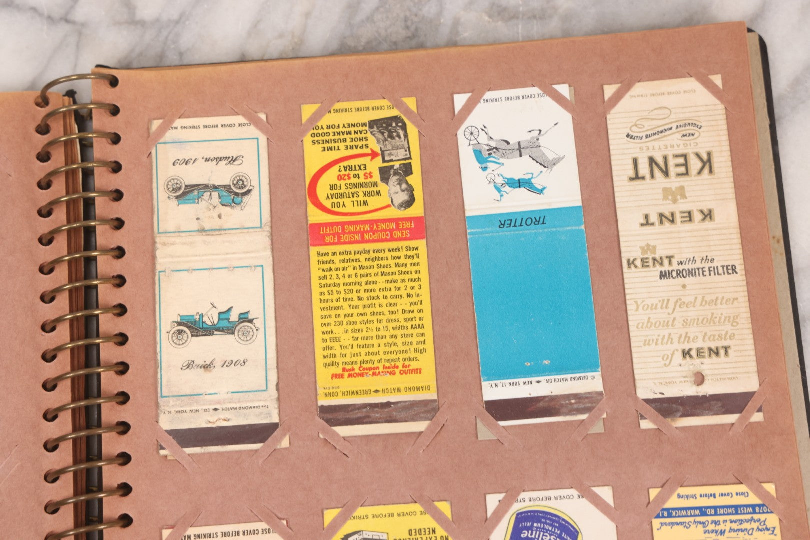 Lot 009 - Vintage Matchbook Cover Collection In "Twin Slit" Album With 100+ Match Book Covers Including Cocoanut Grove Nightclub, Location Of Deadly Fire In Boston, Red Devil Restaurant, New York, Many Others Clubs And Restaurants, Pinups, And More