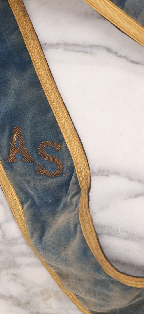 Lot 012 - Grouping Of Three Antique Blue Knights Of Pythias Fraternal Sash Collars With Blue Coloring, Yellow Trim, Star Design, Manufactured By Fuller Regalia & Costume Co., Dorward Trademark, Worcester, Massachusetts