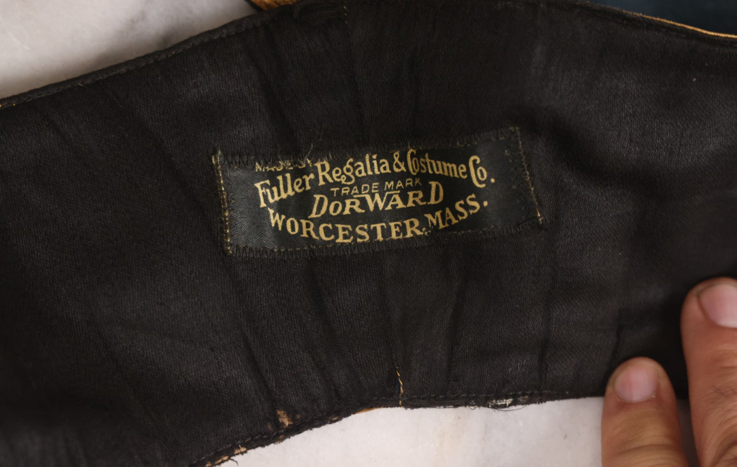 Lot 012 - Grouping Of Three Antique Blue Knights Of Pythias Fraternal Sash Collars With Blue Coloring, Yellow Trim, Star Design, Manufactured By Fuller Regalia & Costume Co., Dorward Trademark, Worcester, Massachusetts