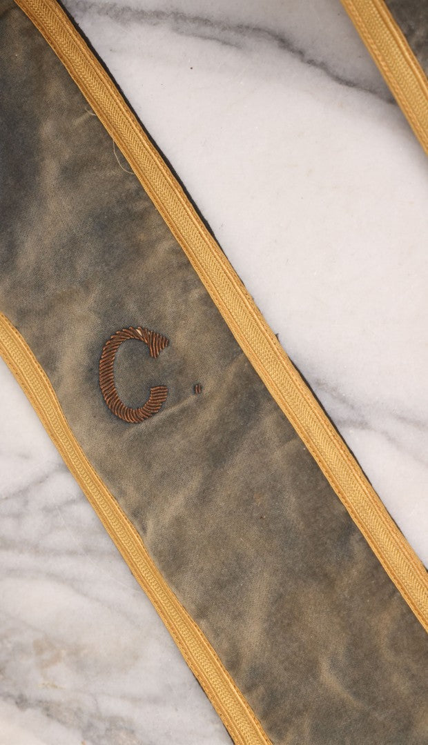 Lot 012 - Grouping Of Three Antique Blue Knights Of Pythias Fraternal Sash Collars With Blue Coloring, Yellow Trim, Star Design, Manufactured By Fuller Regalia & Costume Co., Dorward Trademark, Worcester, Massachusetts