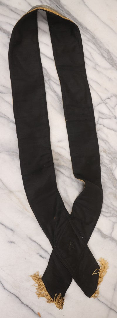 Lot 012 - Grouping Of Three Antique Blue Knights Of Pythias Fraternal Sash Collars With Blue Coloring, Yellow Trim, Star Design, Manufactured By Fuller Regalia & Costume Co., Dorward Trademark, Worcester, Massachusetts