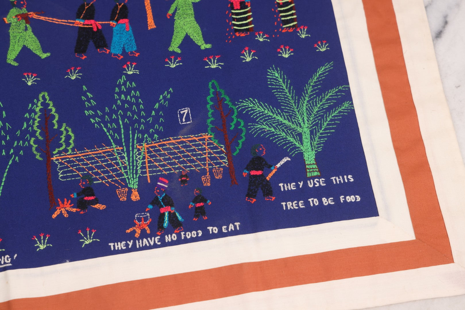 Lot 017 - Pair Of Vintage Folk Art Embroidered Hmong Story Cloths (Paj Ntaub) Illustrating "The War In Laos Since 1976" Across 13 Scenes, Artist Signed Mee Xiong, With Gallery Label From Cama Crafts, Made In Thailand, Circa 1990s