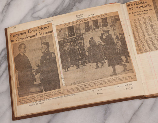 Lot 020 - Antique World War One Newspaper Clipping Scrapbook Album Documenting The End Of The War, 1918 And 1919