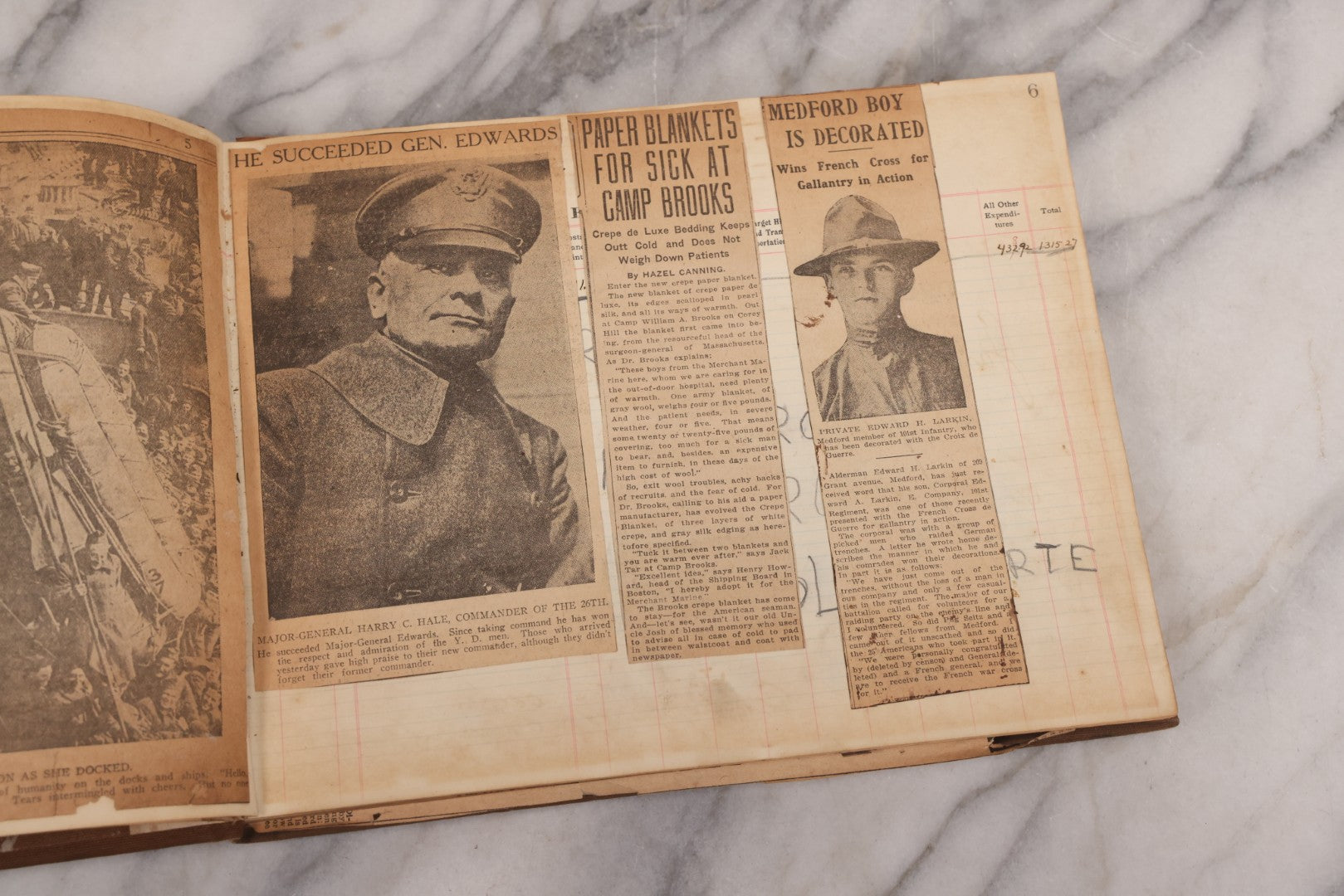 Lot 020 - Antique World War One Newspaper Clipping Scrapbook Album Documenting The End Of The War, 1918 And 1919