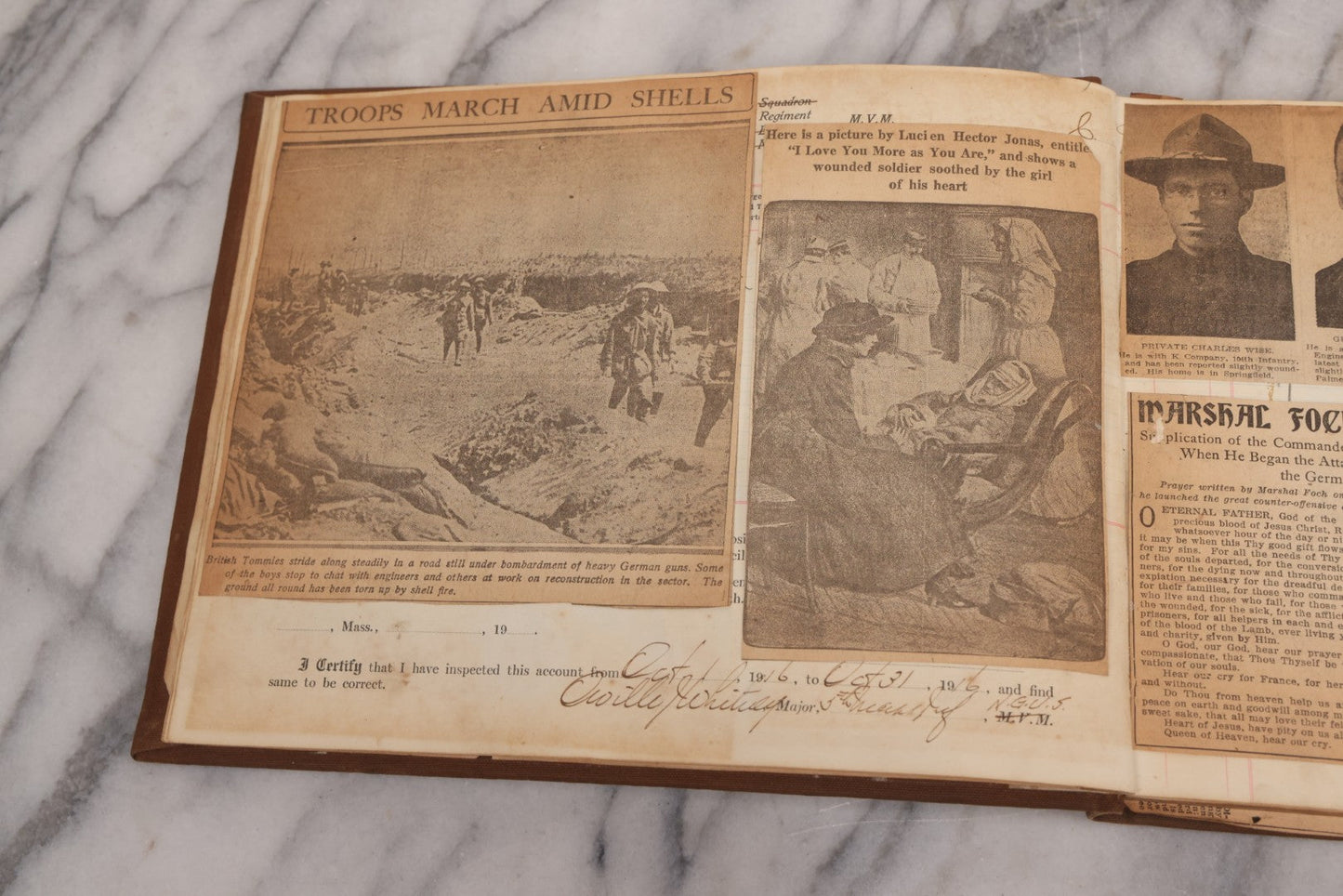 Lot 020 - Antique World War One Newspaper Clipping Scrapbook Album Documenting The End Of The War, 1918 And 1919
