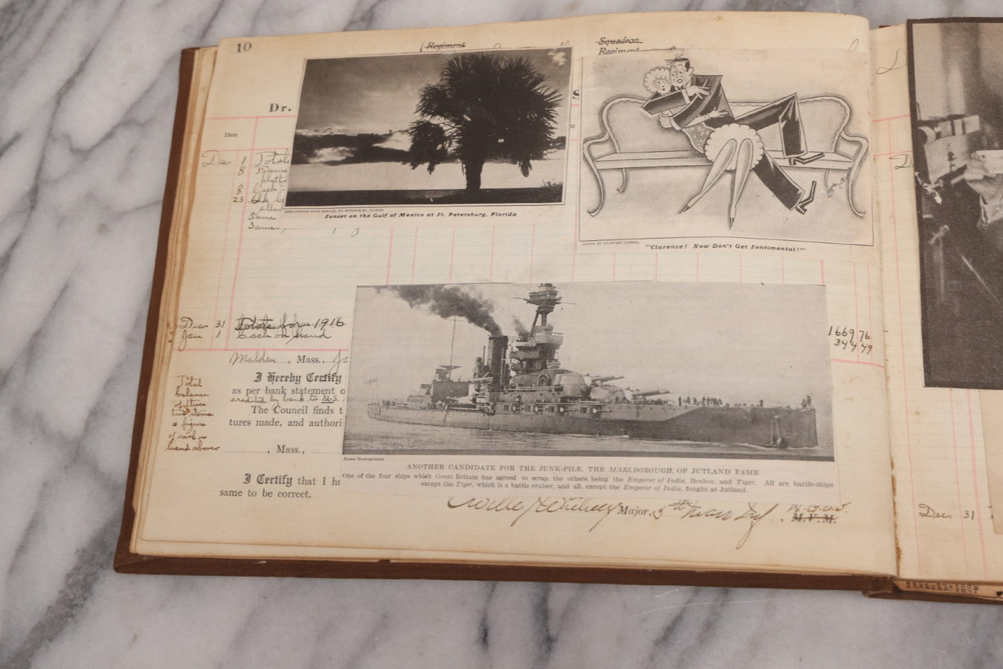Lot 020 - Antique World War One Newspaper Clipping Scrapbook Album Documenting The End Of The War, 1918 And 1919