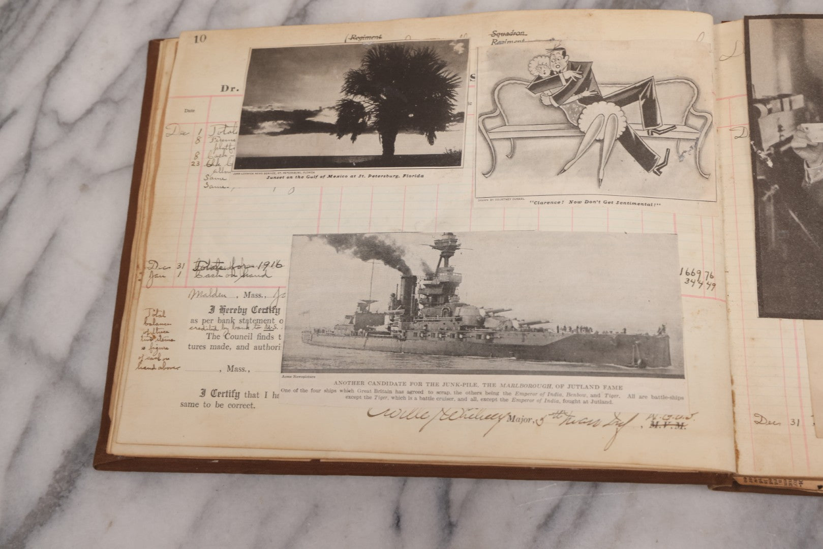 Lot 020 - Antique World War One Newspaper Clipping Scrapbook Album Documenting The End Of The War, 1918 And 1919