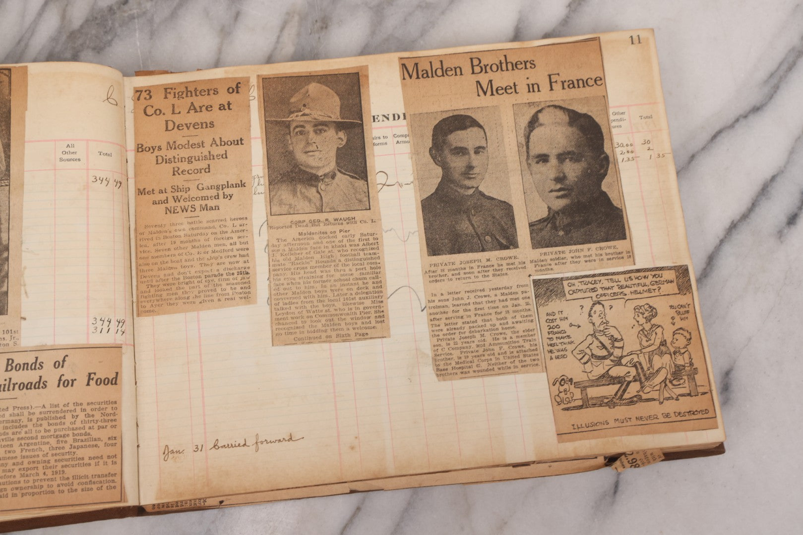 Lot 020 - Antique World War One Newspaper Clipping Scrapbook Album Documenting The End Of The War, 1918 And 1919