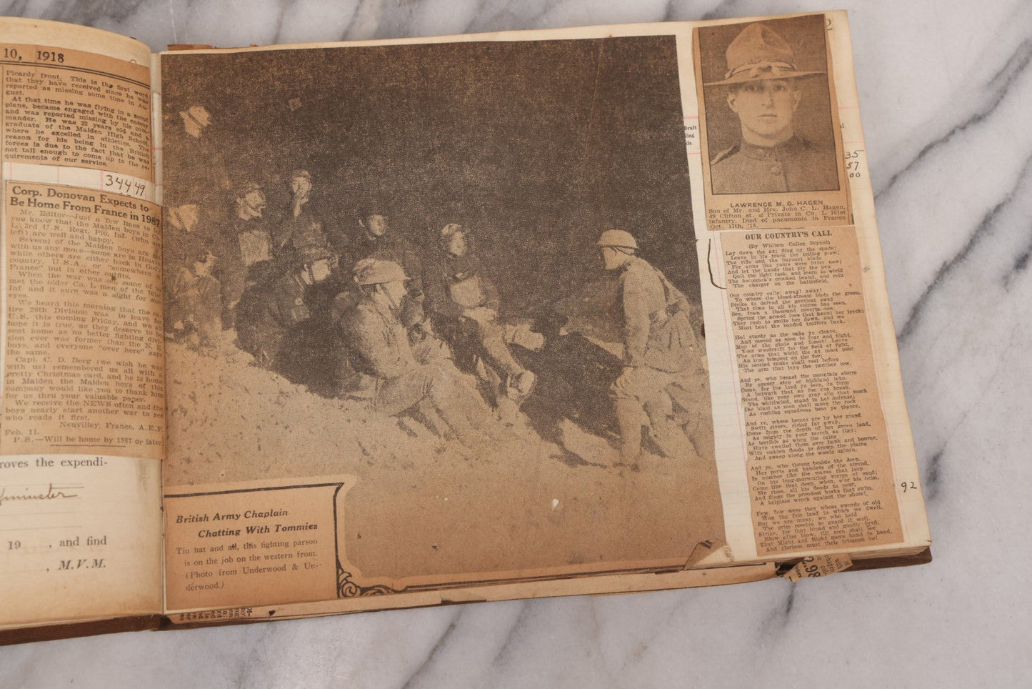 Lot 020 - Antique World War One Newspaper Clipping Scrapbook Album Documenting The End Of The War, 1918 And 1919