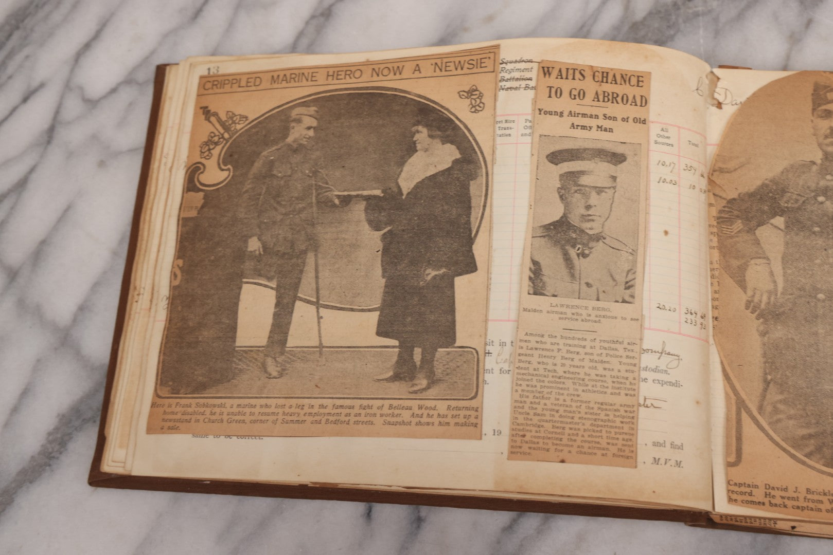 Lot 020 - Antique World War One Newspaper Clipping Scrapbook Album Documenting The End Of The War, 1918 And 1919