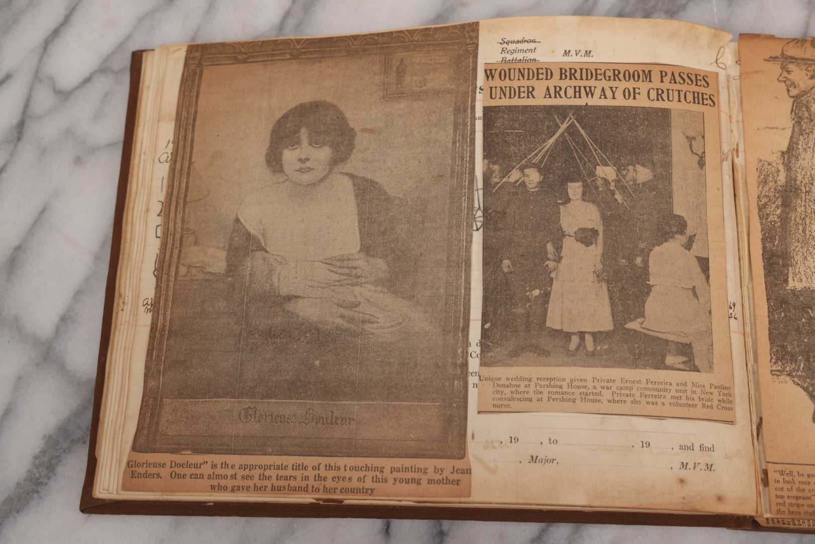 Lot 020 - Antique World War One Newspaper Clipping Scrapbook Album Documenting The End Of The War, 1918 And 1919