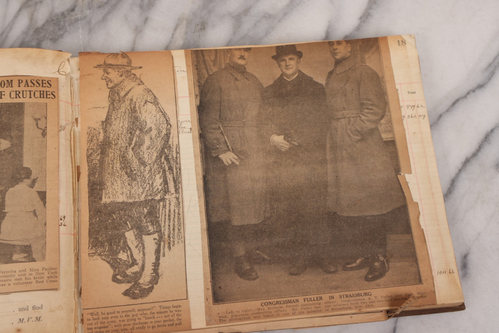 Lot 020 - Antique World War One Newspaper Clipping Scrapbook Album Documenting The End Of The War, 1918 And 1919