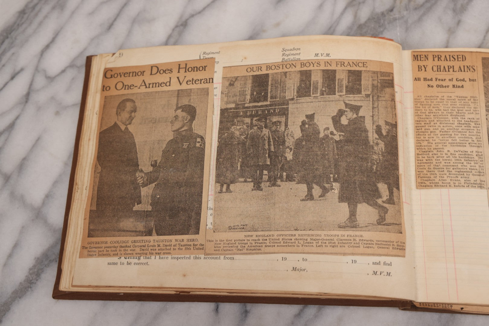 Lot 020 - Antique World War One Newspaper Clipping Scrapbook Album Documenting The End Of The War, 1918 And 1919