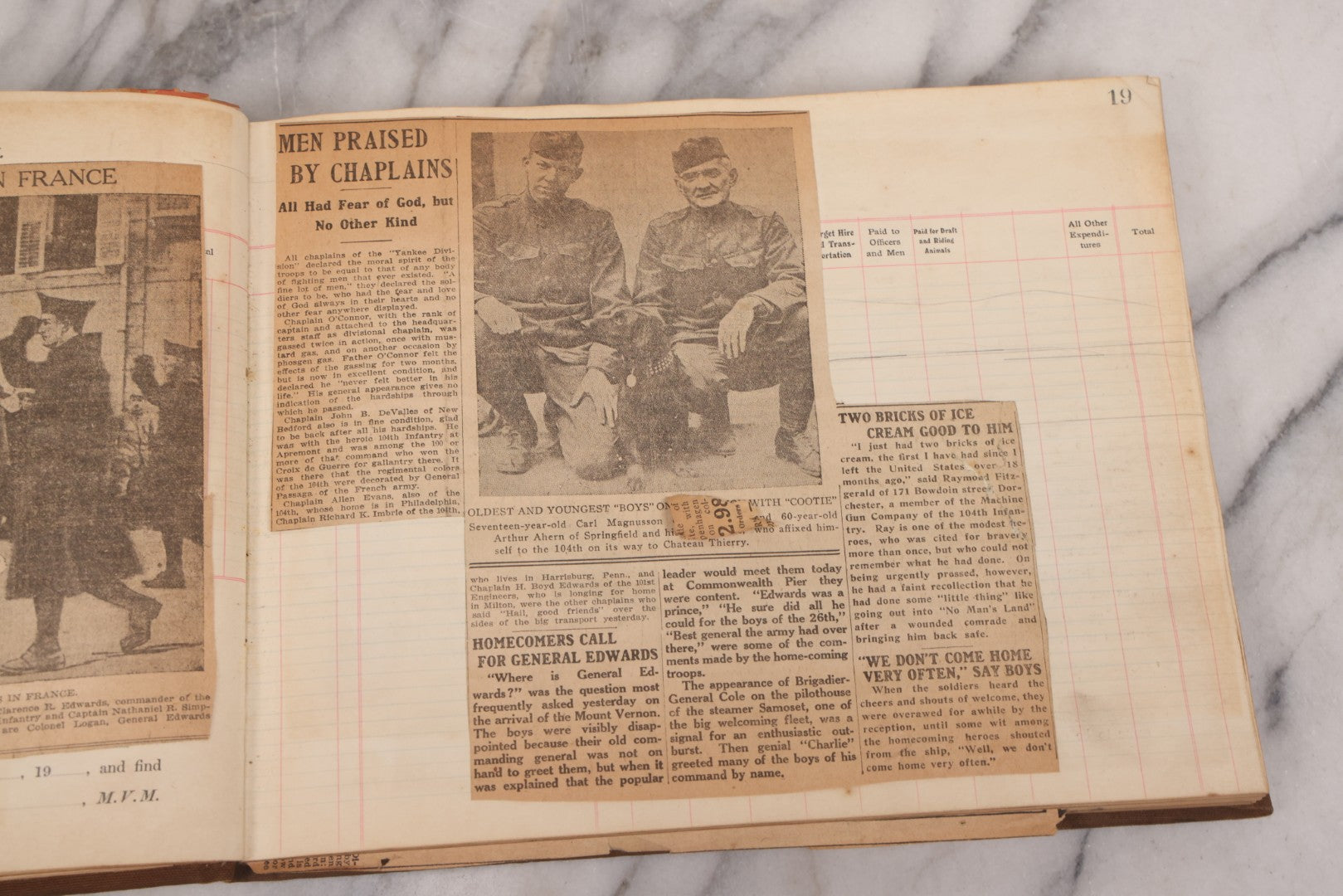 Lot 020 - Antique World War One Newspaper Clipping Scrapbook Album Documenting The End Of The War, 1918 And 1919