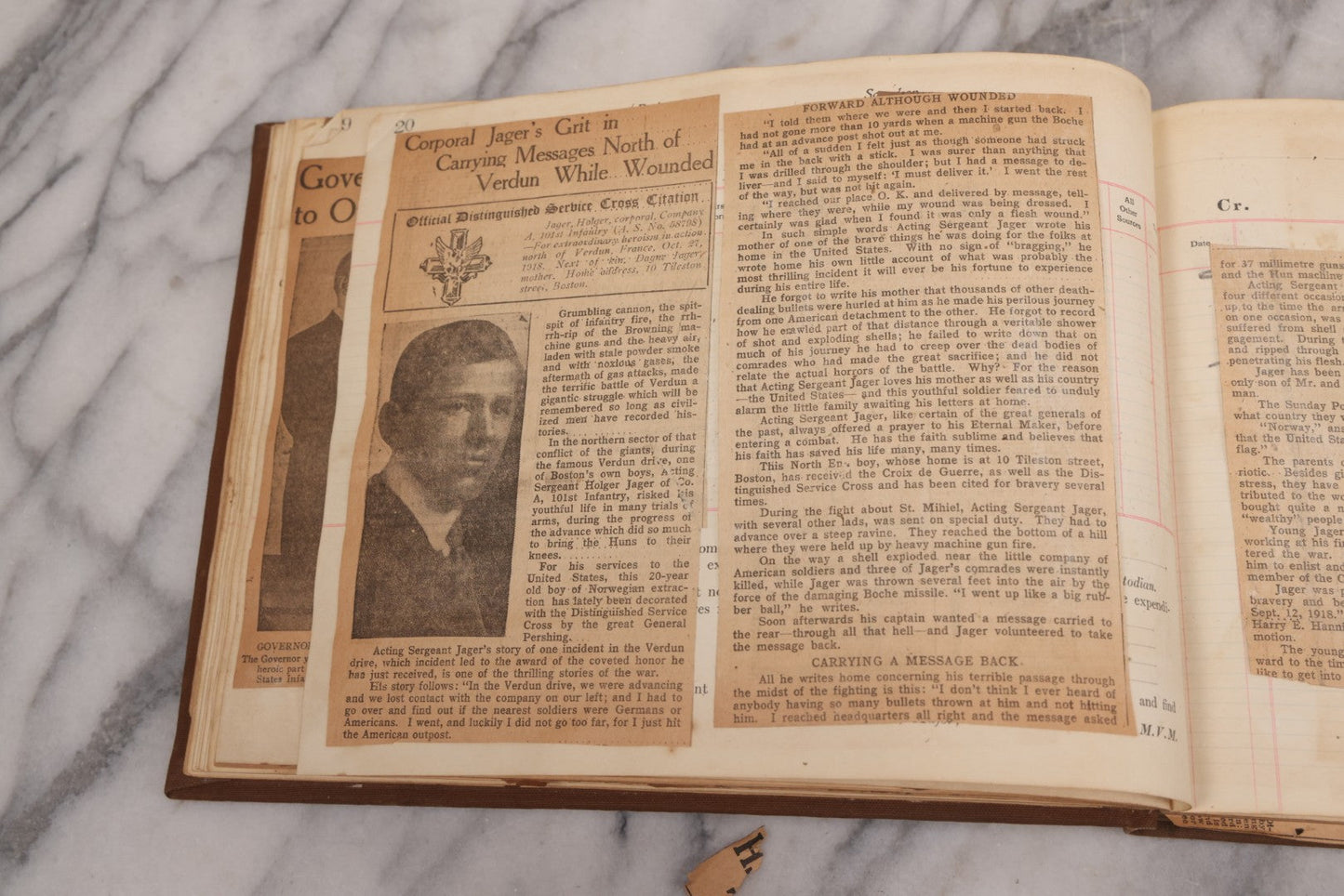 Lot 020 - Antique World War One Newspaper Clipping Scrapbook Album Documenting The End Of The War, 1918 And 1919