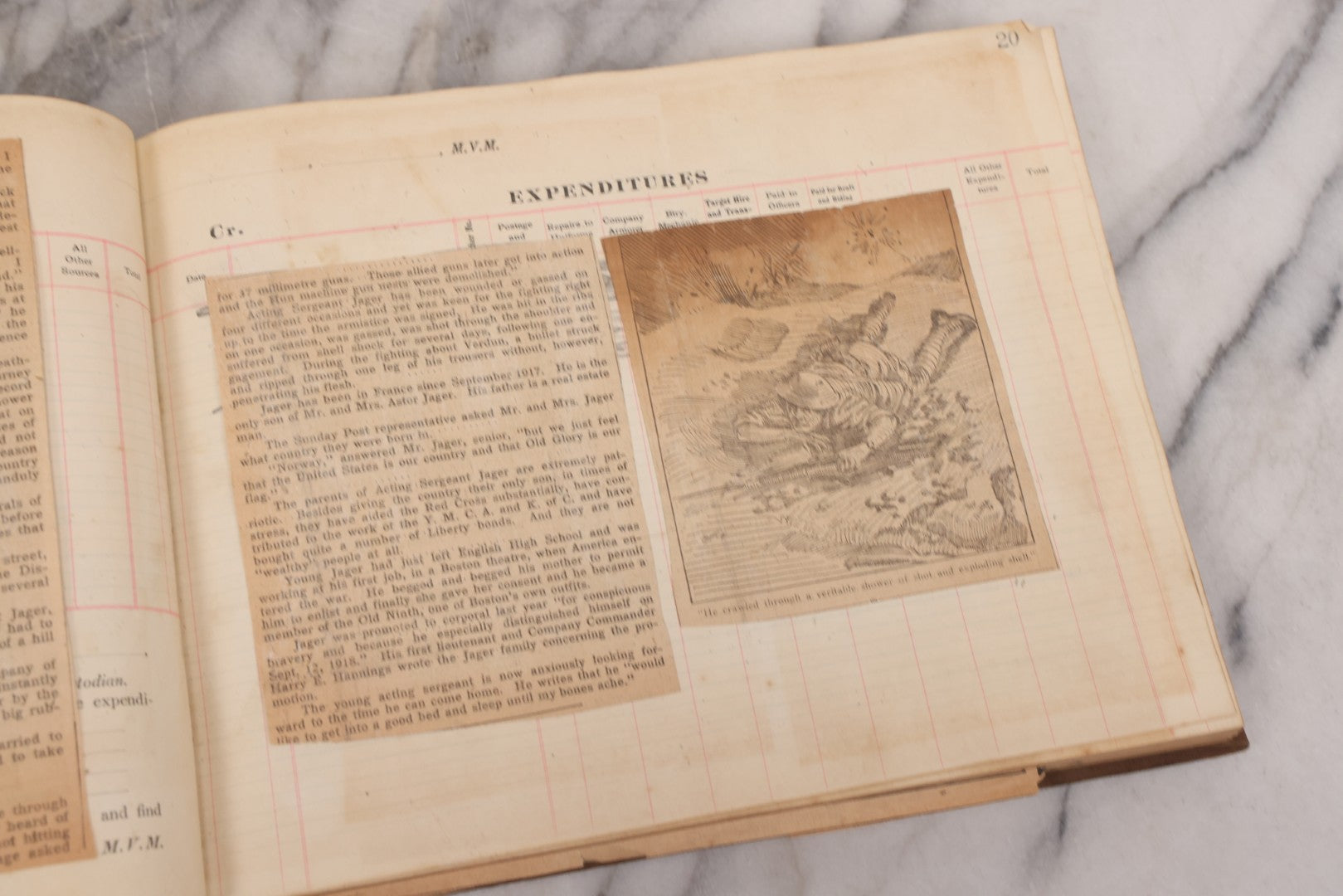 Lot 020 - Antique World War One Newspaper Clipping Scrapbook Album Documenting The End Of The War, 1918 And 1919