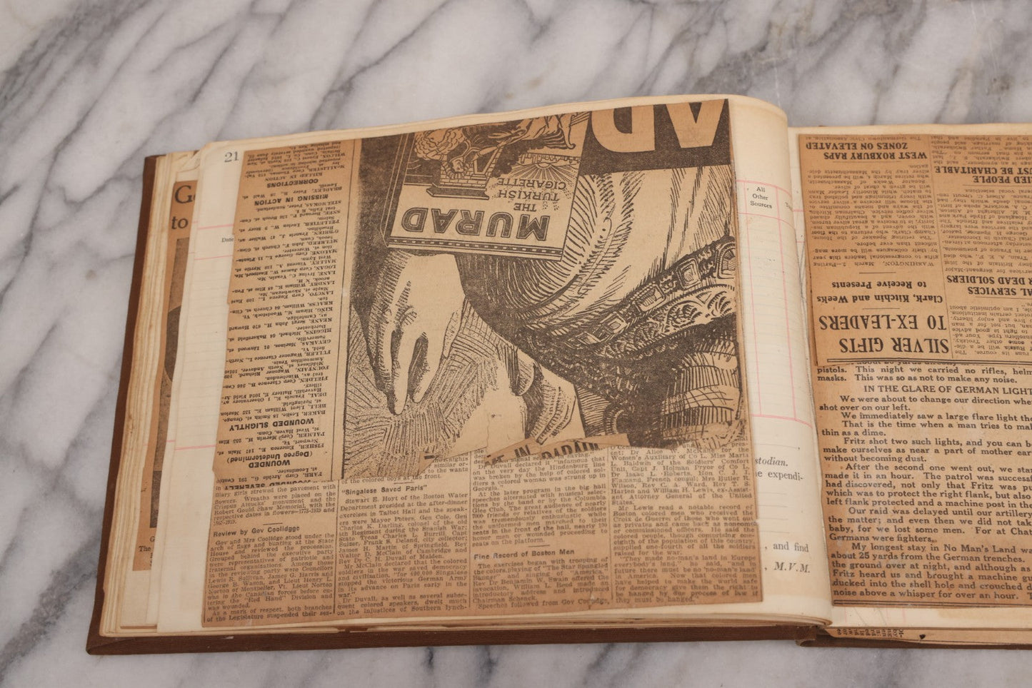 Lot 020 - Antique World War One Newspaper Clipping Scrapbook Album Documenting The End Of The War, 1918 And 1919