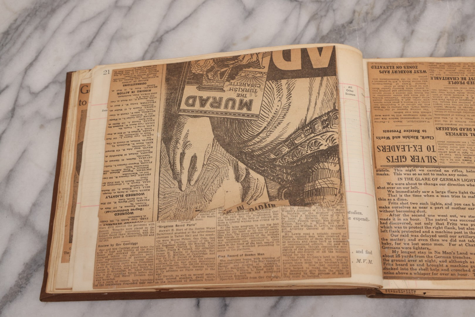 Lot 020 - Antique World War One Newspaper Clipping Scrapbook Album Documenting The End Of The War, 1918 And 1919