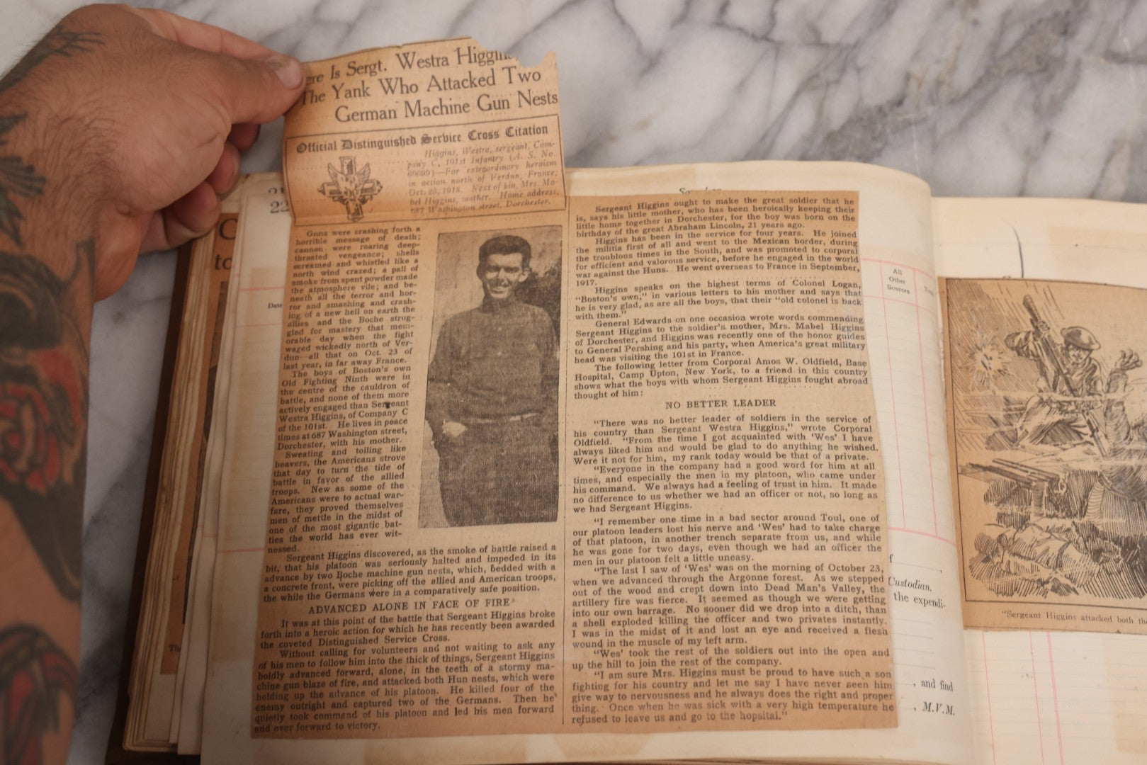 Lot 020 - Antique World War One Newspaper Clipping Scrapbook Album Documenting The End Of The War, 1918 And 1919