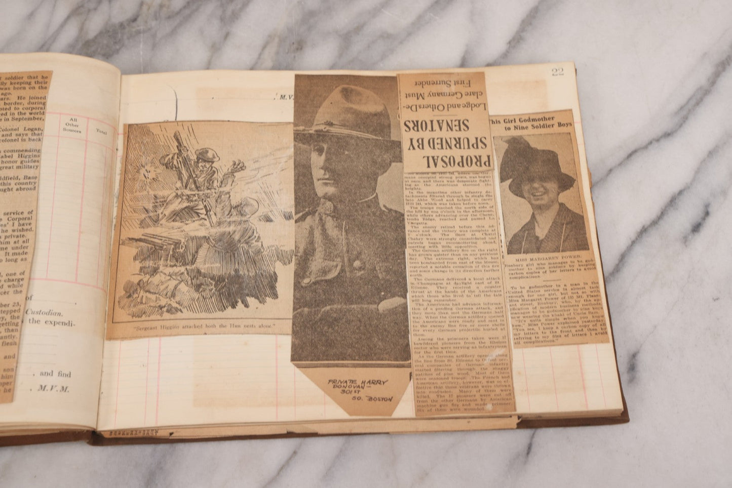 Lot 020 - Antique World War One Newspaper Clipping Scrapbook Album Documenting The End Of The War, 1918 And 1919