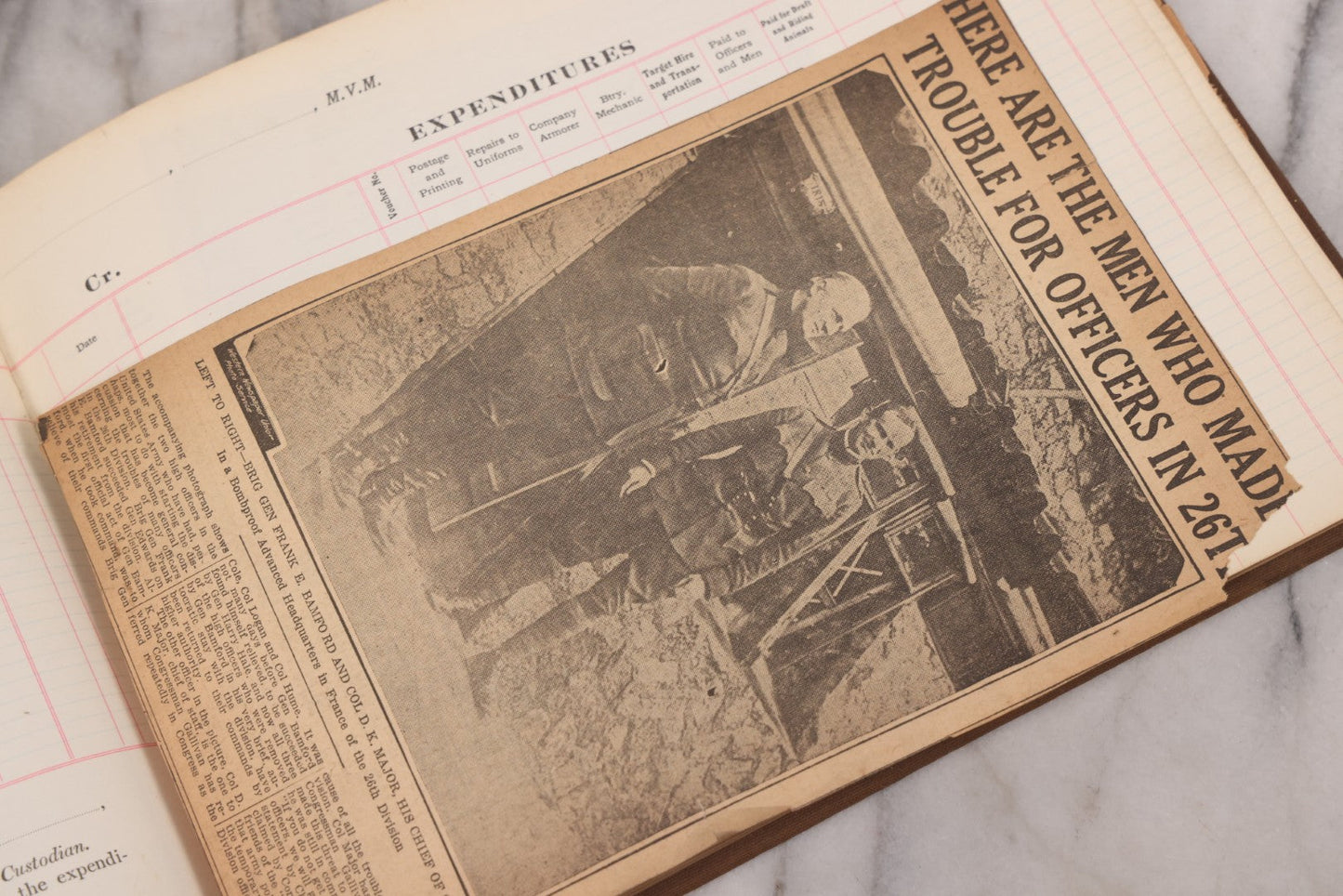 Lot 020 - Antique World War One Newspaper Clipping Scrapbook Album Documenting The End Of The War, 1918 And 1919