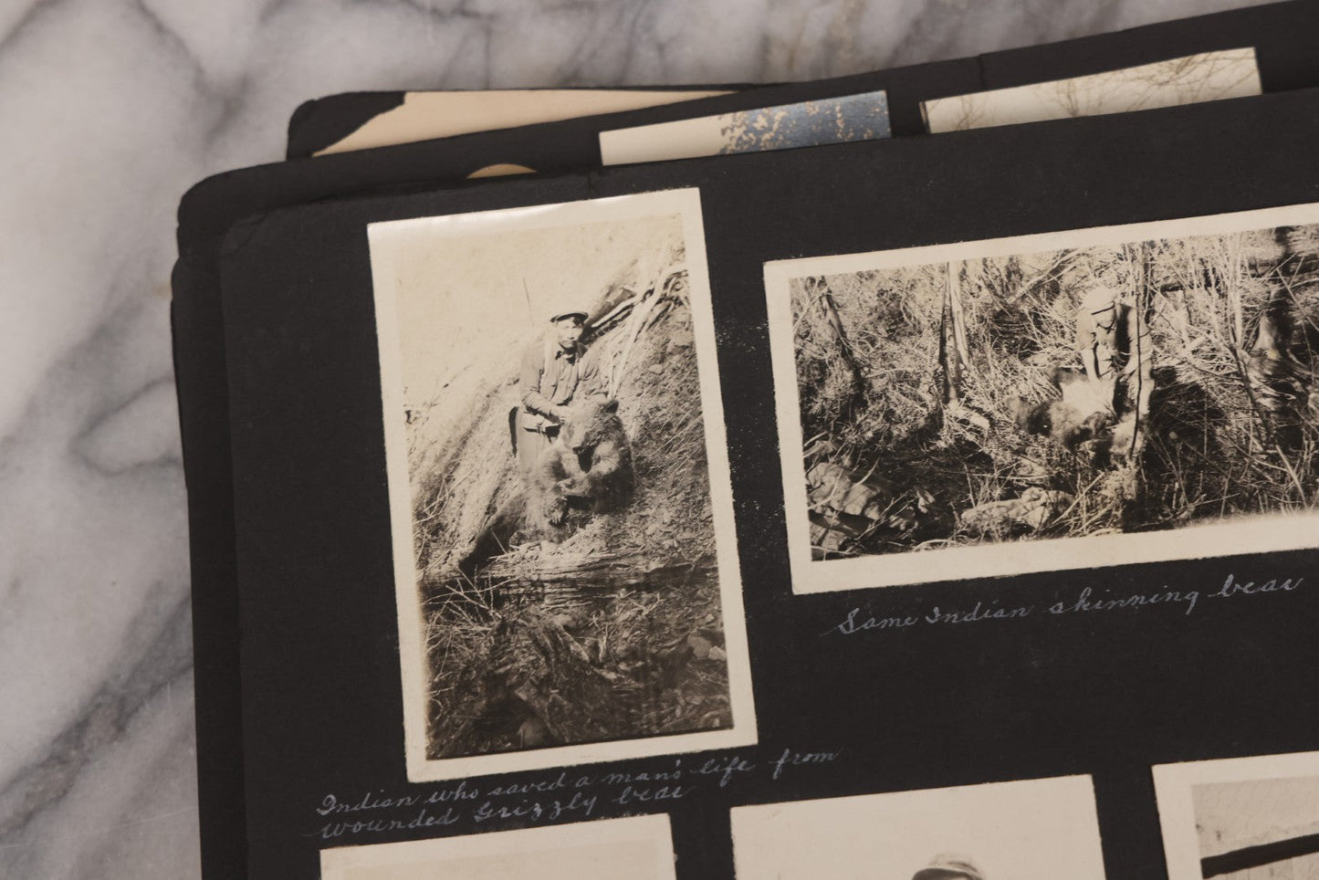 Lot 021 - Antique Snapshot Photo Album Containing 250+ Photographs Including Many Photos Of British Columbia, Railroad Accident, Bears And Bear Hunting, Animals, Cars, And Children, Circa 1905-1920, Note Pages Loose, No Covers