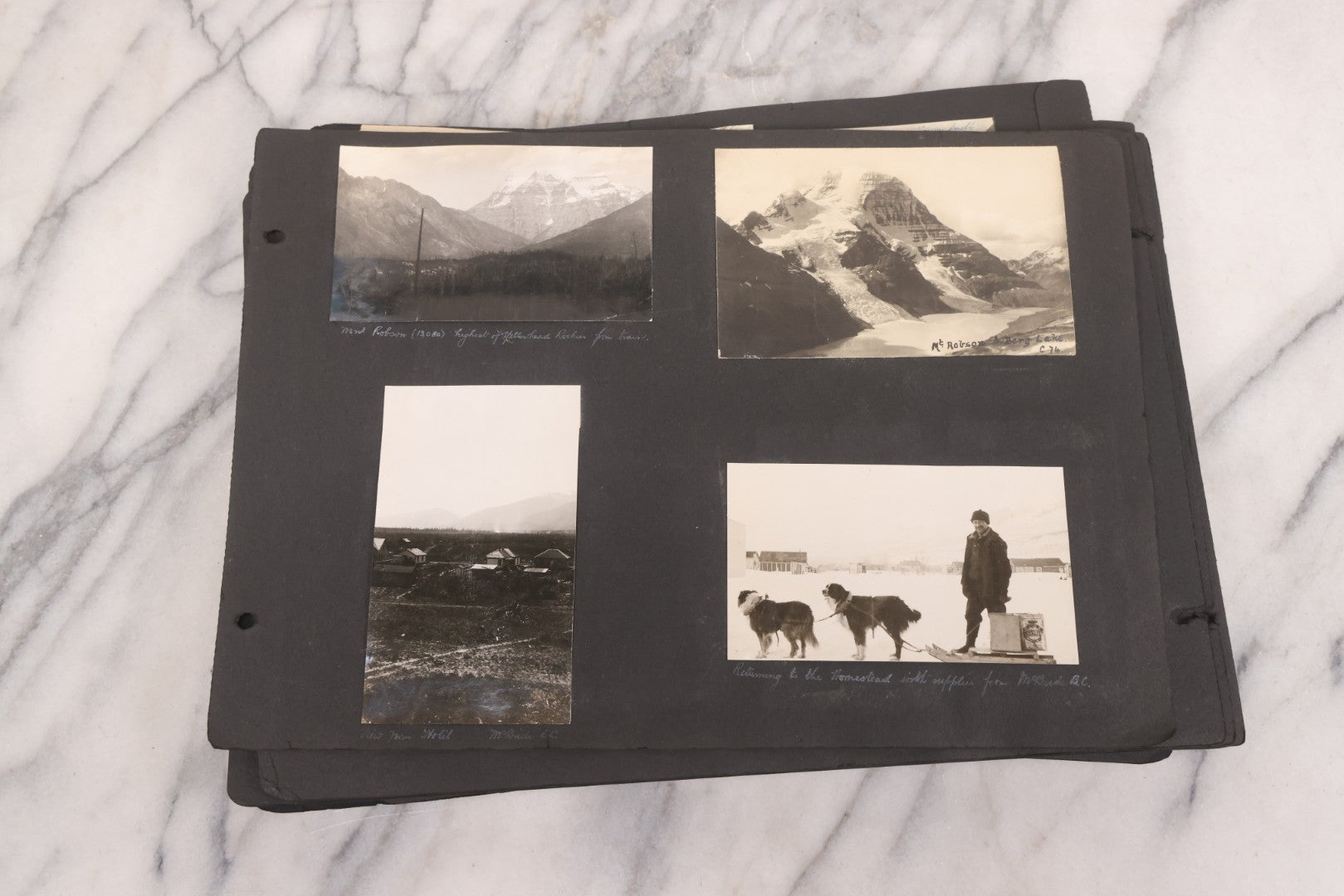 Lot 021 - Antique Snapshot Photo Album Containing 250+ Photographs Including Many Photos Of British Columbia, Railroad Accident, Bears And Bear Hunting, Animals, Cars, And Children, Circa 1905-1920, Note Pages Loose, No Covers
