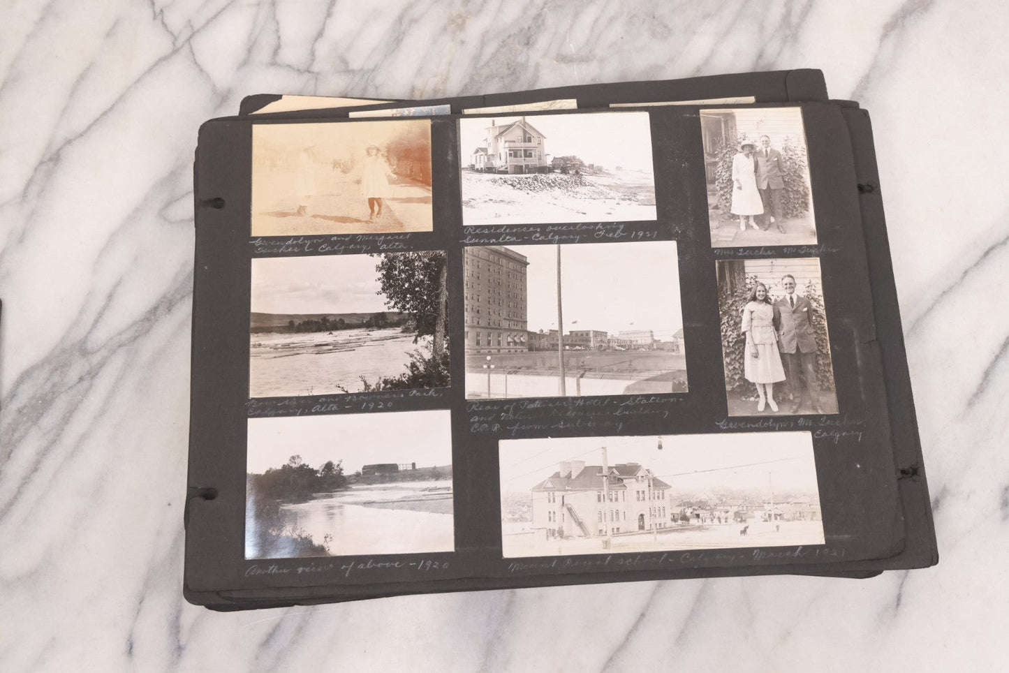 Lot 021 - Antique Snapshot Photo Album Containing 250+ Photographs Including Many Photos Of British Columbia, Railroad Accident, Bears And Bear Hunting, Animals, Cars, And Children, Circa 1905-1920, Note Pages Loose, No Covers