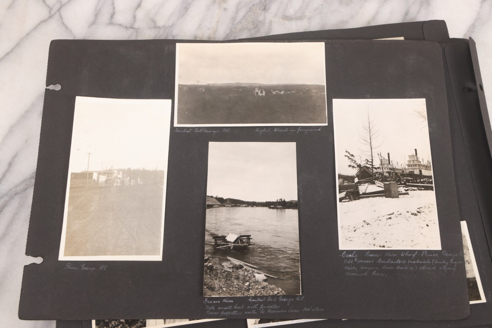 Lot 021 - Antique Snapshot Photo Album Containing 250+ Photographs Including Many Photos Of British Columbia, Railroad Accident, Bears And Bear Hunting, Animals, Cars, And Children, Circa 1905-1920, Note Pages Loose, No Covers