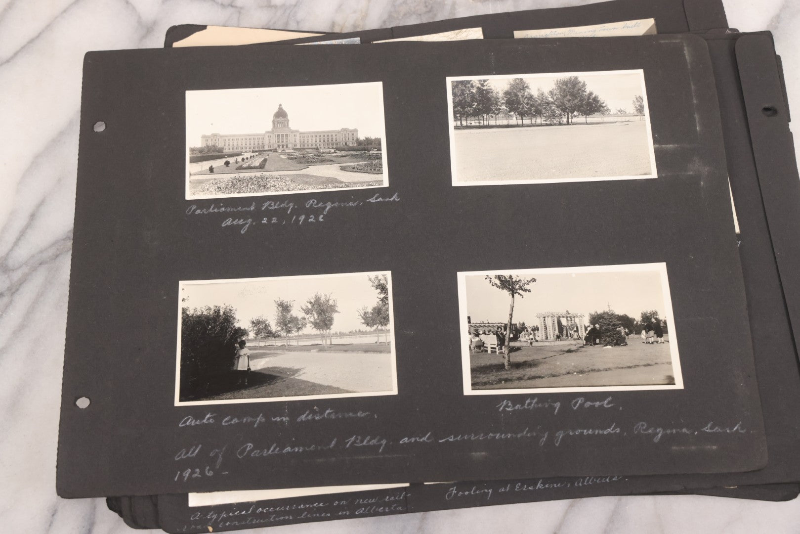 Lot 021 - Antique Snapshot Photo Album Containing 250+ Photographs Including Many Photos Of British Columbia, Railroad Accident, Bears And Bear Hunting, Animals, Cars, And Children, Circa 1905-1920, Note Pages Loose, No Covers