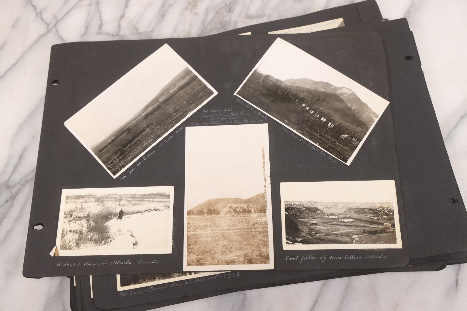Lot 021 - Antique Snapshot Photo Album Containing 250+ Photographs Including Many Photos Of British Columbia, Railroad Accident, Bears And Bear Hunting, Animals, Cars, And Children, Circa 1905-1920, Note Pages Loose, No Covers