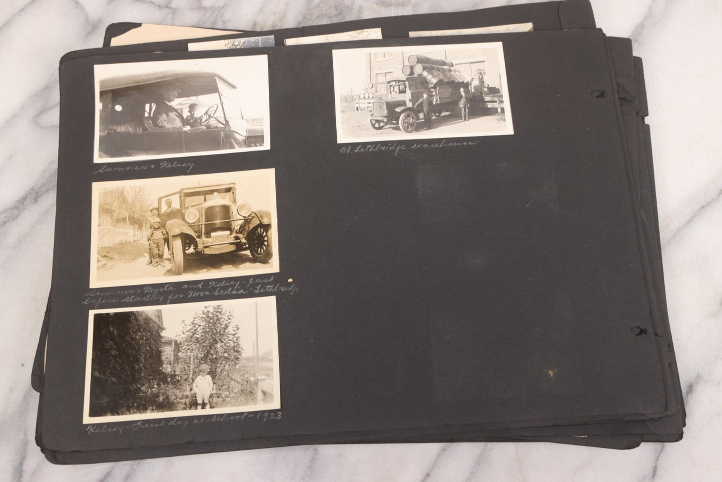 Lot 021 - Antique Snapshot Photo Album Containing 250+ Photographs Including Many Photos Of British Columbia, Railroad Accident, Bears And Bear Hunting, Animals, Cars, And Children, Circa 1905-1920, Note Pages Loose, No Covers