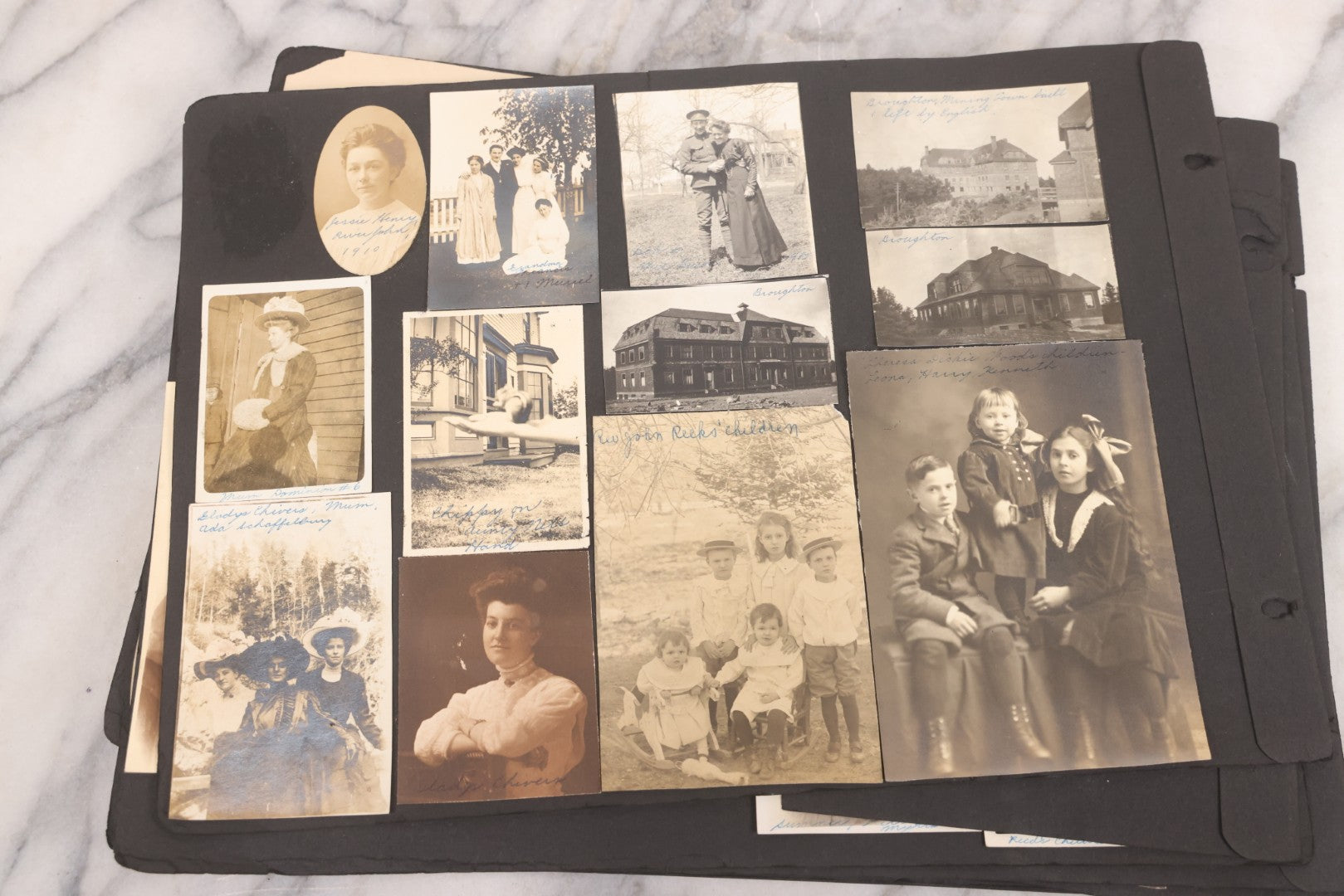 Lot 021 - Antique Snapshot Photo Album Containing 250+ Photographs Including Many Photos Of British Columbia, Railroad Accident, Bears And Bear Hunting, Animals, Cars, And Children, Circa 1905-1920, Note Pages Loose, No Covers