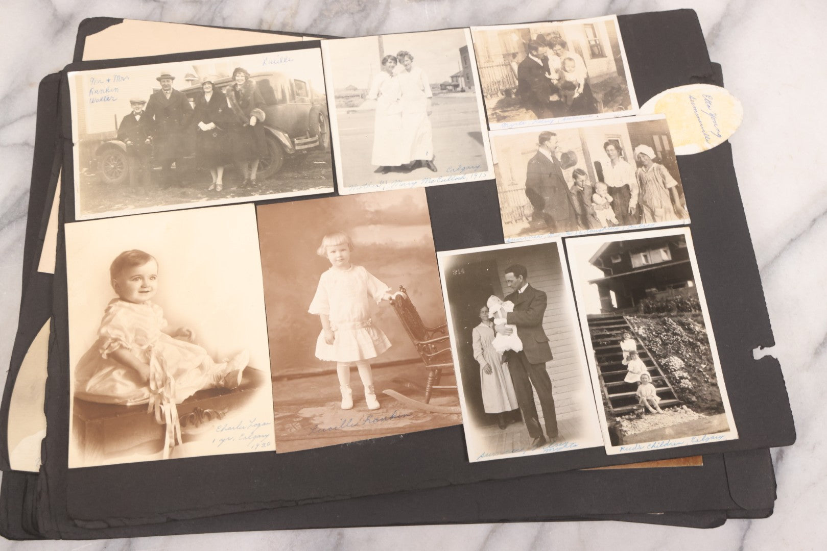 Lot 021 - Antique Snapshot Photo Album Containing 250+ Photographs Including Many Photos Of British Columbia, Railroad Accident, Bears And Bear Hunting, Animals, Cars, And Children, Circa 1905-1920, Note Pages Loose, No Covers