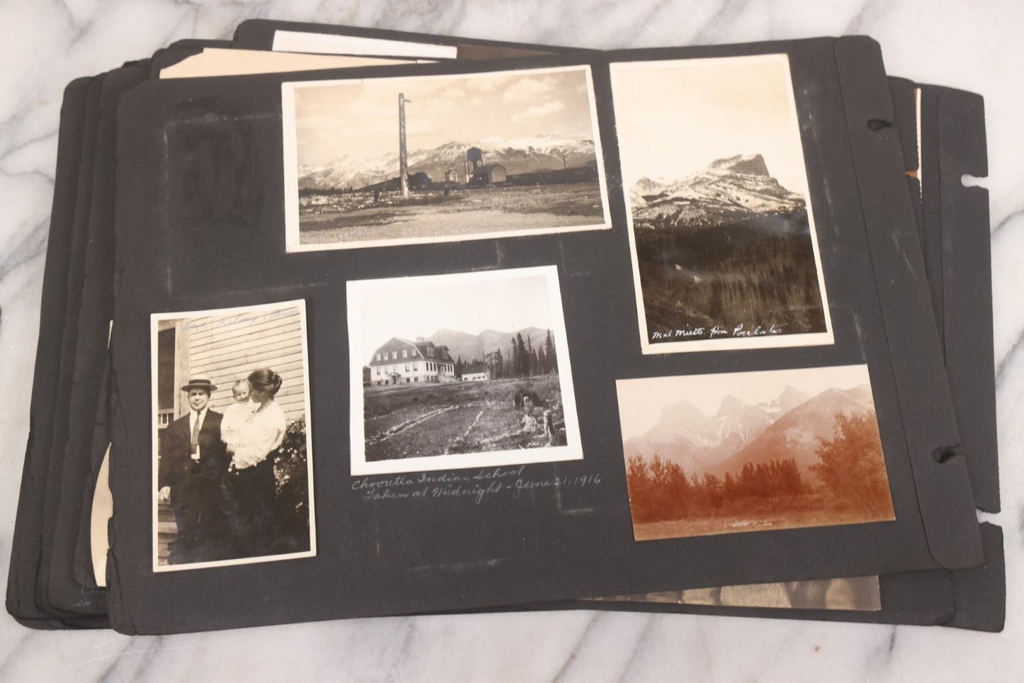 Lot 021 - Antique Snapshot Photo Album Containing 250+ Photographs Including Many Photos Of British Columbia, Railroad Accident, Bears And Bear Hunting, Animals, Cars, And Children, Circa 1905-1920, Note Pages Loose, No Covers