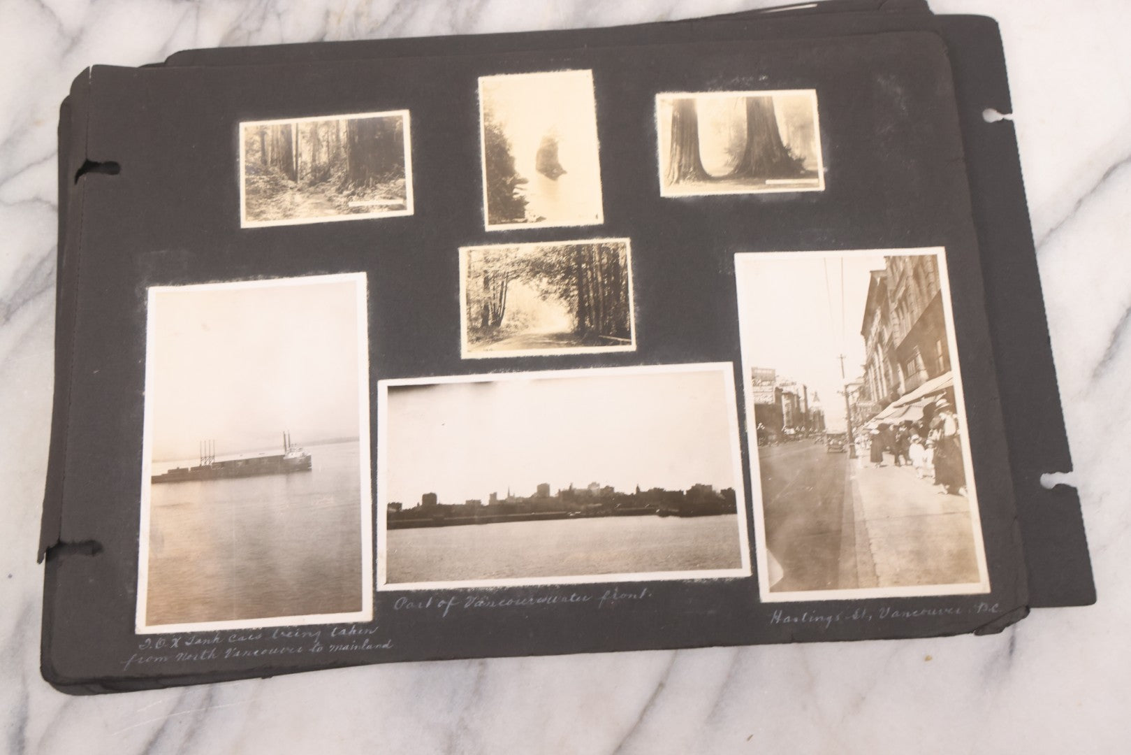 Lot 021 - Antique Snapshot Photo Album Containing 250+ Photographs Including Many Photos Of British Columbia, Railroad Accident, Bears And Bear Hunting, Animals, Cars, And Children, Circa 1905-1920, Note Pages Loose, No Covers