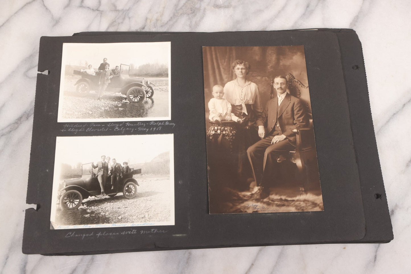 Lot 021 - Antique Snapshot Photo Album Containing 250+ Photographs Including Many Photos Of British Columbia, Railroad Accident, Bears And Bear Hunting, Animals, Cars, And Children, Circa 1905-1920, Note Pages Loose, No Covers