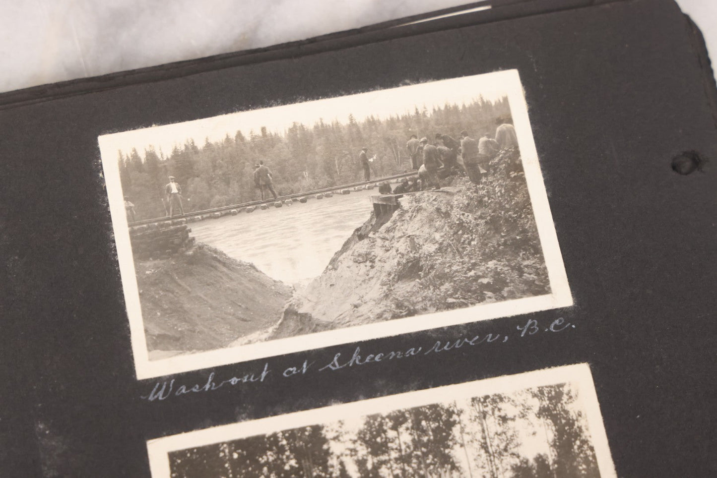 Lot 021 - Antique Snapshot Photo Album Containing 250+ Photographs Including Many Photos Of British Columbia, Railroad Accident, Bears And Bear Hunting, Animals, Cars, And Children, Circa 1905-1920, Note Pages Loose, No Covers