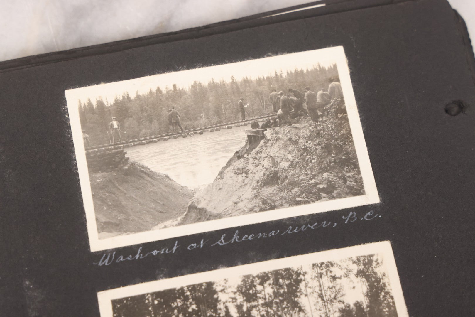 Lot 021 - Antique Snapshot Photo Album Containing 250+ Photographs Including Many Photos Of British Columbia, Railroad Accident, Bears And Bear Hunting, Animals, Cars, And Children, Circa 1905-1920, Note Pages Loose, No Covers
