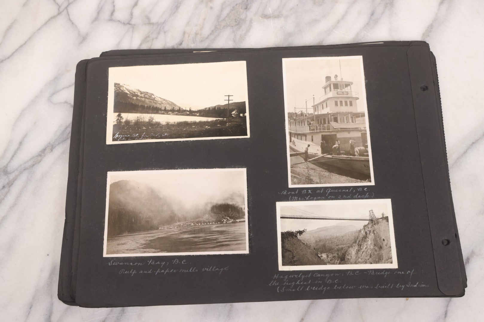 Lot 021 - Antique Snapshot Photo Album Containing 250+ Photographs Including Many Photos Of British Columbia, Railroad Accident, Bears And Bear Hunting, Animals, Cars, And Children, Circa 1905-1920, Note Pages Loose, No Covers
