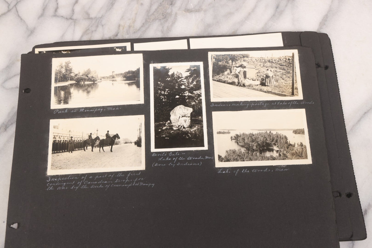 Lot 021 - Antique Snapshot Photo Album Containing 250+ Photographs Including Many Photos Of British Columbia, Railroad Accident, Bears And Bear Hunting, Animals, Cars, And Children, Circa 1905-1920, Note Pages Loose, No Covers