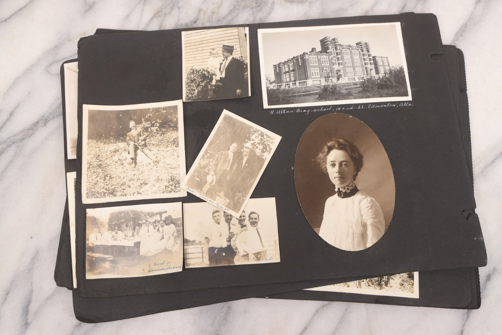 Lot 021 - Antique Snapshot Photo Album Containing 250+ Photographs Including Many Photos Of British Columbia, Railroad Accident, Bears And Bear Hunting, Animals, Cars, And Children, Circa 1905-1920, Note Pages Loose, No Covers